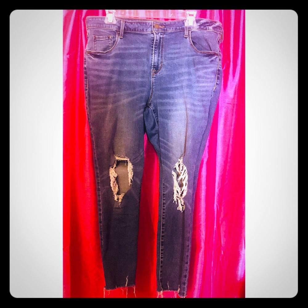 Plus size distressed jeans